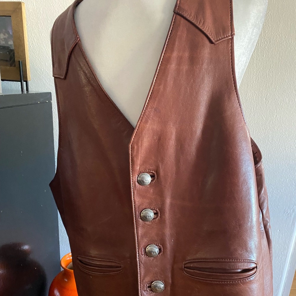 70’s Vintage Buffalo Concho Vest. 100% Genuine Leather Vest